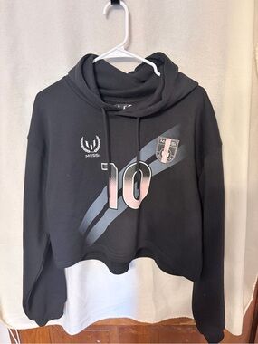 Messi Black Cropped Hoodie with '10' Graphic
